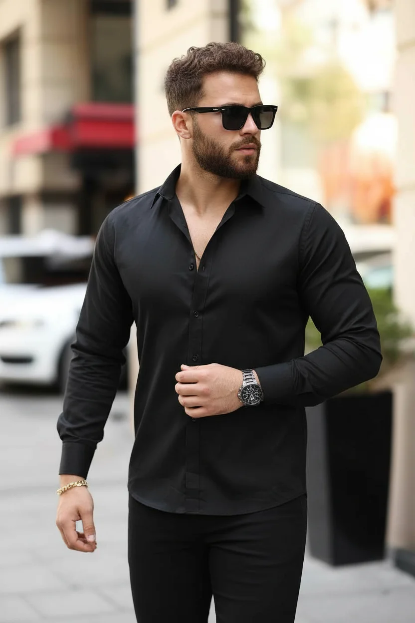 Siyah Slim Fit Gömlek